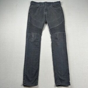 True Religion Jeans Mens 28 (fits 31x33) Rocco Moto Relaxed Skinny Charcoal Punk